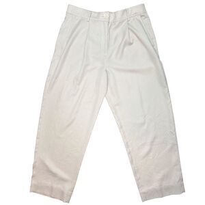 The Reset R Label Pleated Trousers Beige Lyocell Cropped Pocket Size:  M